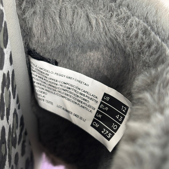 Hey Dude Fuzzy Slide Sandals Leopard Footbed Women's 12 Peggy Grey Cheetah - Picture 8 of 12